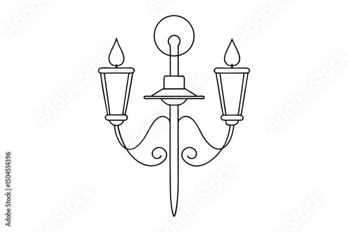 Vintage Wall Sconce Sketch Style Illustration