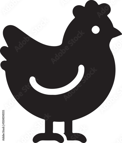 Chicken Black Silhouette Vector, Farm Animal Clipart & Poultry Design