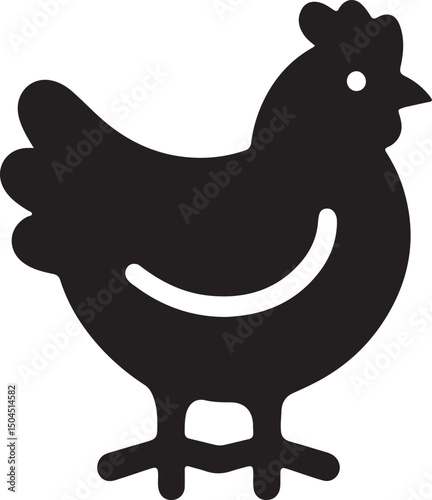 Chicken Black Silhouette Vector, Farm Animal Clipart & Poultry Design