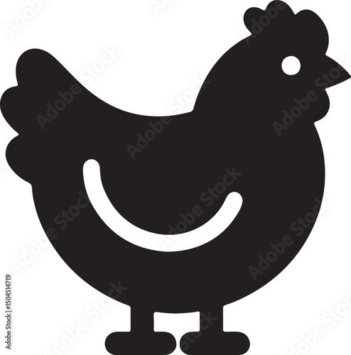Chicken Black Silhouette Vector, Farm Animal Clipart & Poultry Design