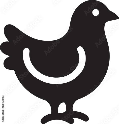 Chicken Black Silhouette Vector, Farm Animal Clipart & Poultry Design