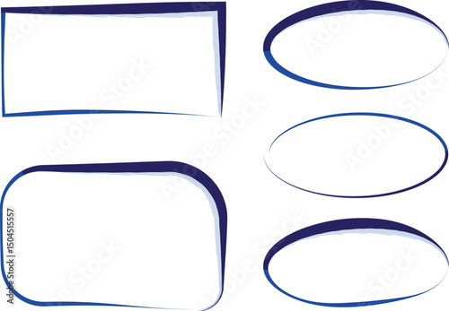 bright blue colored abstract geometric frames set