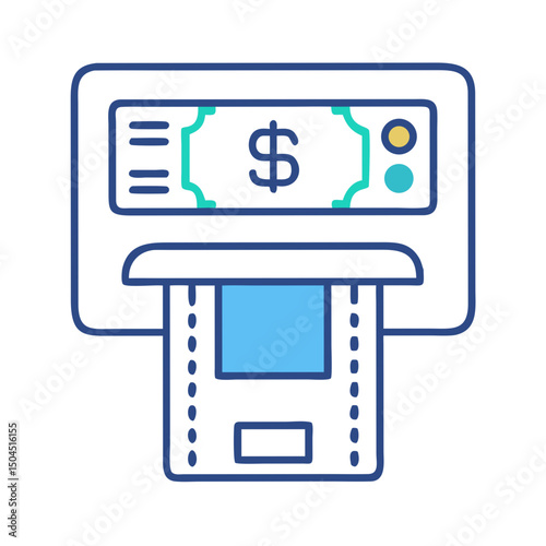 ATM Machine Icon Representing Automated Teller Banking and Cash Withdrawal