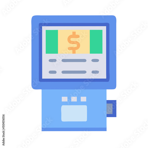 ATM Machine Icon Representing Automated Teller Banking and Cash Withdrawal