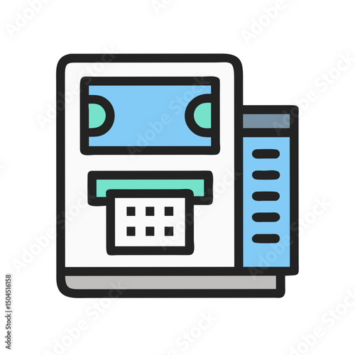 ATM Machine Icon Representing Automated Teller Banking and Cash Withdrawal