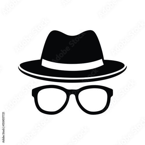 a man face with hat and sunglass vector silhouette