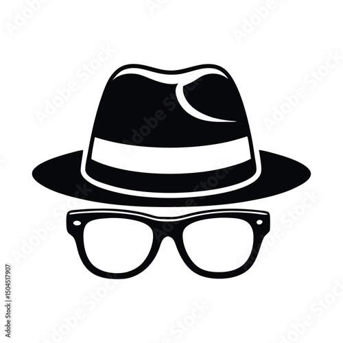 a man face with hat and sunglass vector silhouette