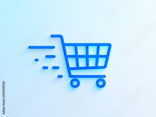 Fast delivery shopping cart icon on light background