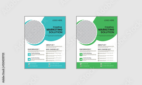 A bundle of 2 templates of different colors latter flyer template, Corporate business flyer template design  and editable vector template design abstract business flyer and creative design,
