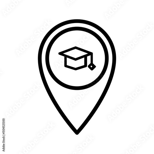School location pin icon. Perfect for education or map designs.