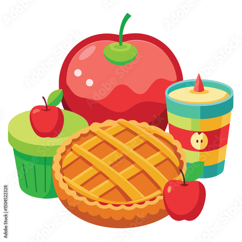Apple pie food isolated on white background