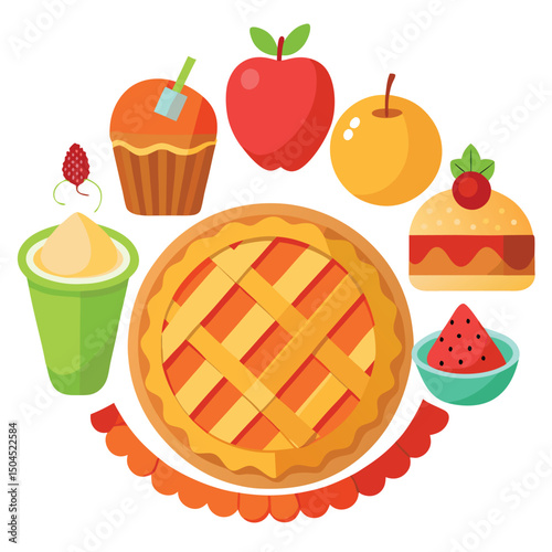 Apple pie food isolated on white background