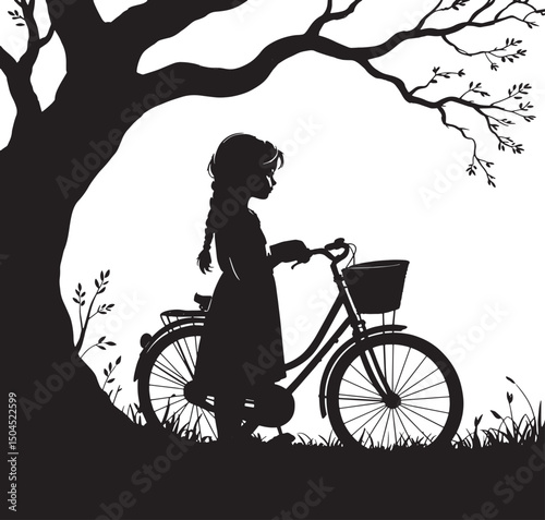 girl with bicycle
