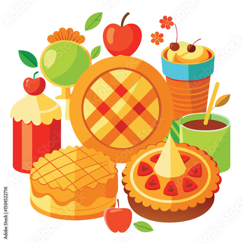 Apple pie food isolated on white background