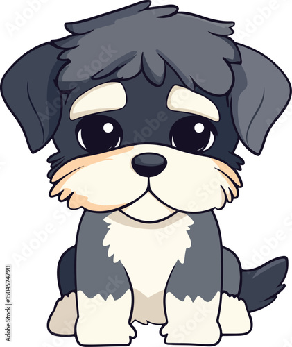 Cute chibi sad schnauzer dog