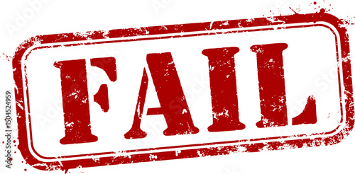 fail red square grunge stamp on white
