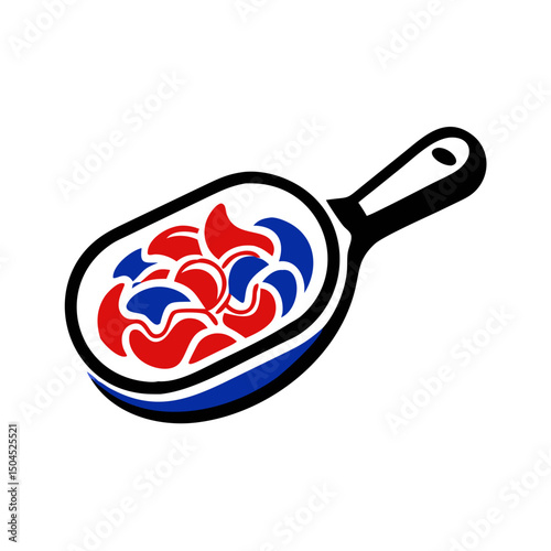 Colorful relish scoop icon filled with swirls, culinary creativity concept