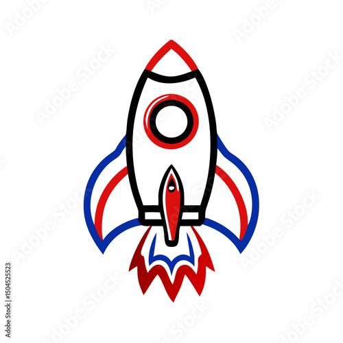 Rocket icon launching in celebration, vibrant Independence Day concept