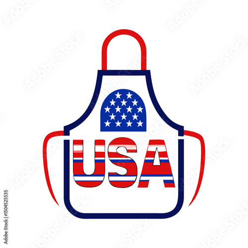 USA-themed apron icon with stars, festive cooking concept