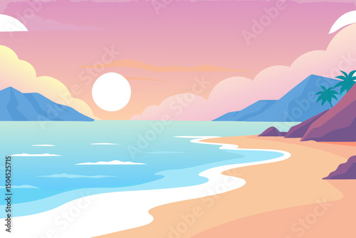 Early Morning Beach Scene with Soft Light