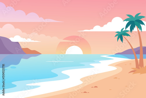 Pastel Colored Sunrise at Serene Beach