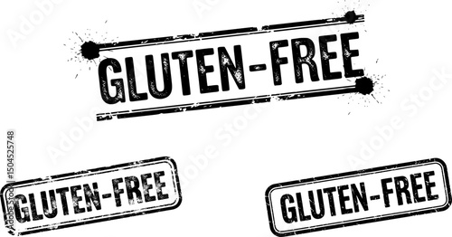Gluten free label vector design for packaging. No gluten icon. Food allergens free product color sticker. Illustration, logo, symbol, sign, stamp, tag, emblem, mark or seal for package.