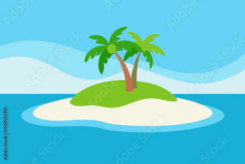 Peaceful Island View with White Sand Vector Image