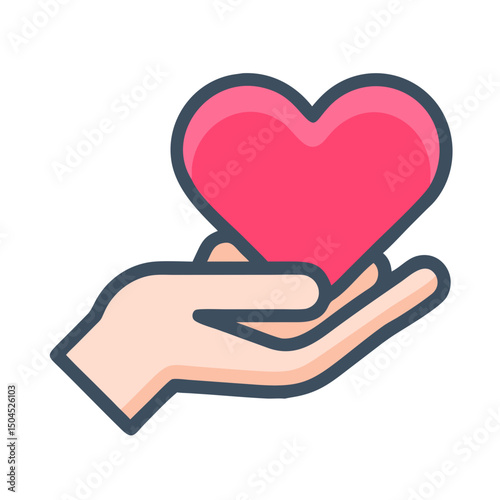 Hand Holding Heart Icon - Care, Compassion, and Support Symbol