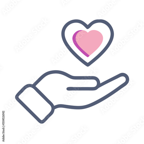 Hand Holding Heart Icon - Care, Compassion, and Support Symbol