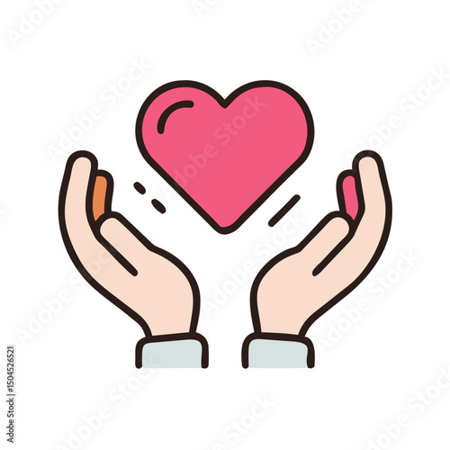 Hands Presenting Heart Icon - Care, Love, and Compassion Symbol