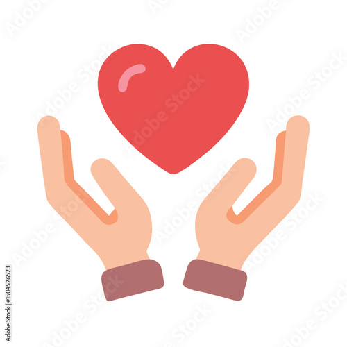 Hands Presenting Heart Icon - Care, Love, and Compassion Symbol
