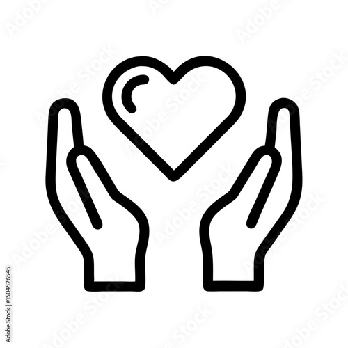 Hands Presenting Heart Icon - Care, Love, and Compassion Symbol