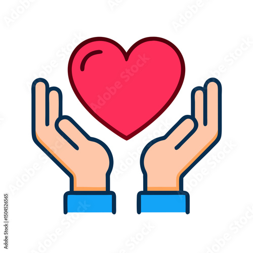 Hands Presenting Heart Icon - Care, Love, and Compassion Symbol