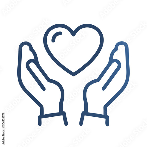 Hands Presenting Heart Icon - Care, Love, and Compassion Symbol