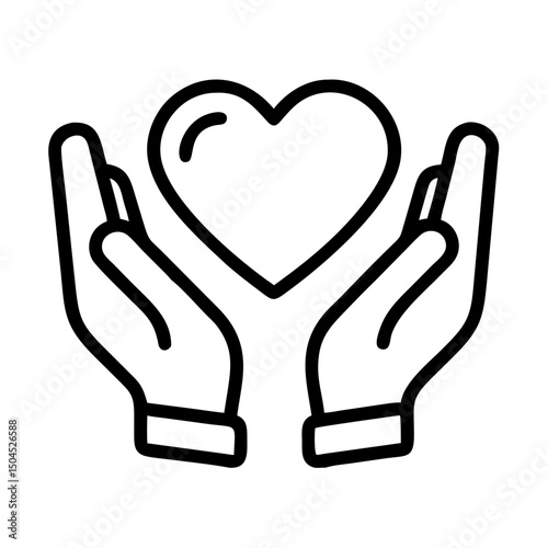 Hands Presenting Heart Icon - Care, Love, and Compassion Symbol