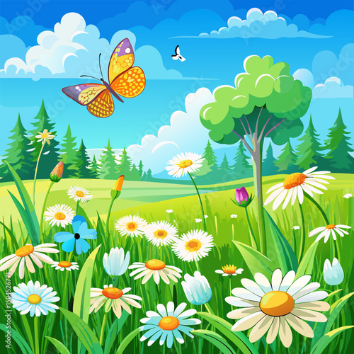 summer meadow with flowers