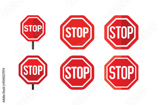 Red stop sign icons vector on white background