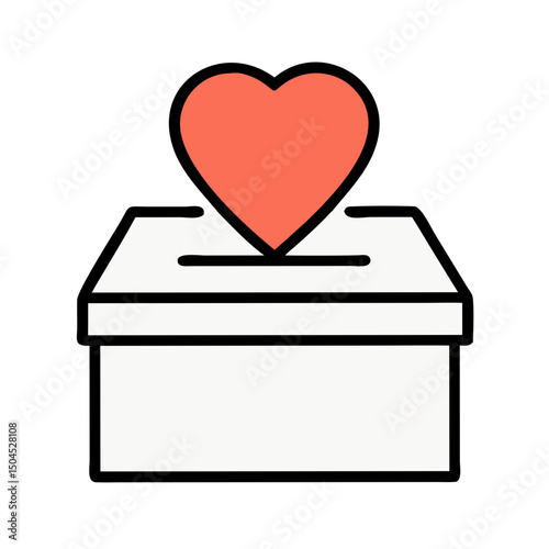 Heart in Donation Box Icon - Charity and Generosity Symbol