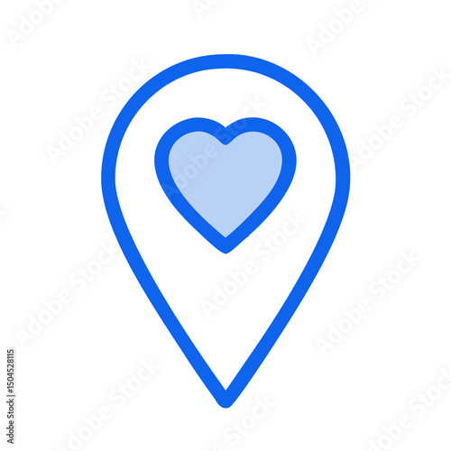 Heart Location Pin Icon - Favorite Place and Romantic Destination Symbol