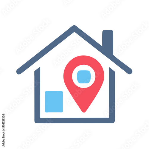 House Icon Representing Home Location - Residential Property and GPS Marker Symbol