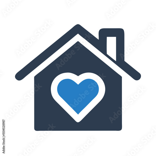 House with Heart Icon - Loving Home and Family Care Symbol