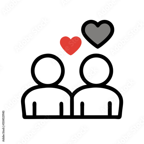 Individuals in Love Icon - Romantic Couple and Heart Relationship Symbol