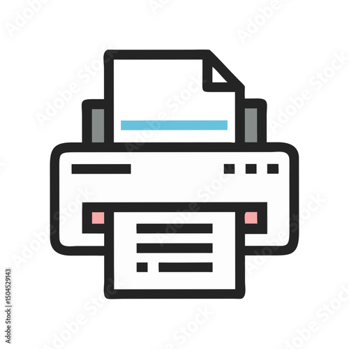 Inkjet Printer Icon Representing Document Printing - Office and Paper Output Symbol