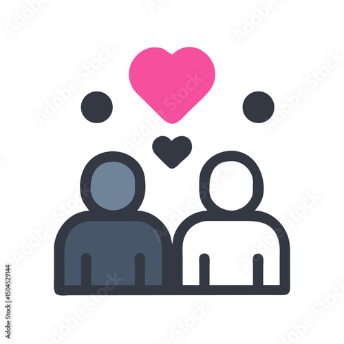 Individuals in Love Icon - Romantic Couple and Heart Relationship Symbol