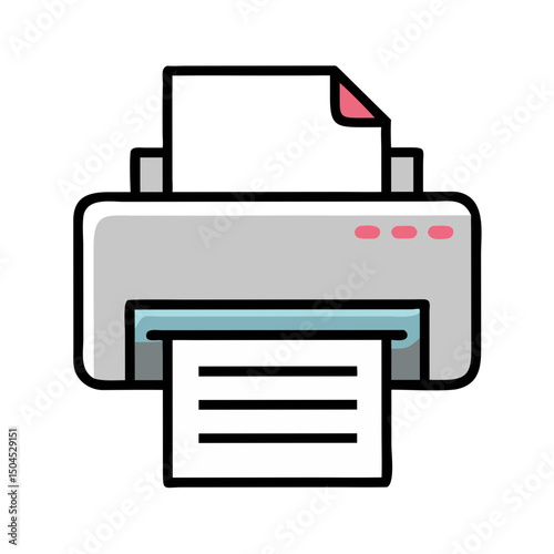 Inkjet Printer Icon Representing Document Printing - Office and Paper Output Symbol