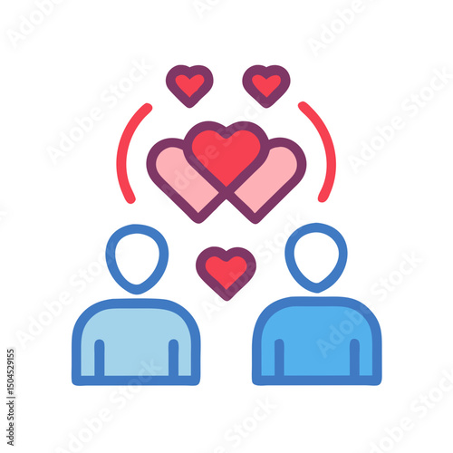 Individuals in Love Icon - Romantic Couple and Heart Relationship Symbol