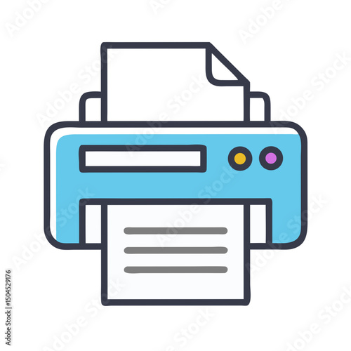 Inkjet Printer Icon Representing Document Printing - Office and Paper Output Symbol