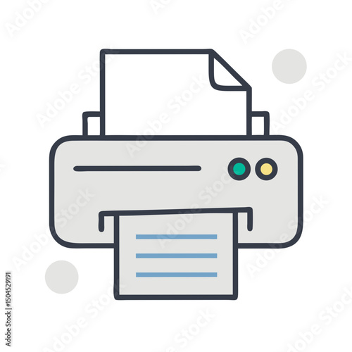 Inkjet Printer Icon Representing Document Printing - Office and Paper Output Symbol