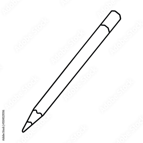 Graphite pencil for writing drawn with black outline. Pencil symbol of learning and education concept in icon style for knowledge day or september 1. Doodle vector illustration for school or office.
