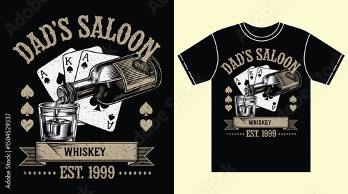 A Vintage Classic Western Saloon Dad Shirt for Father's Day Vector
